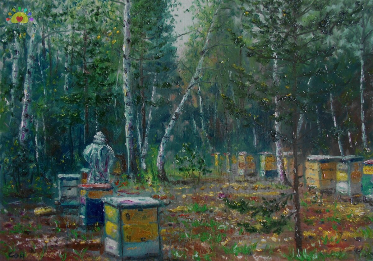 Авторская картина маслом "Пасека" 2018 , художник Сергей Сонцев vk.com/sergeysoncev