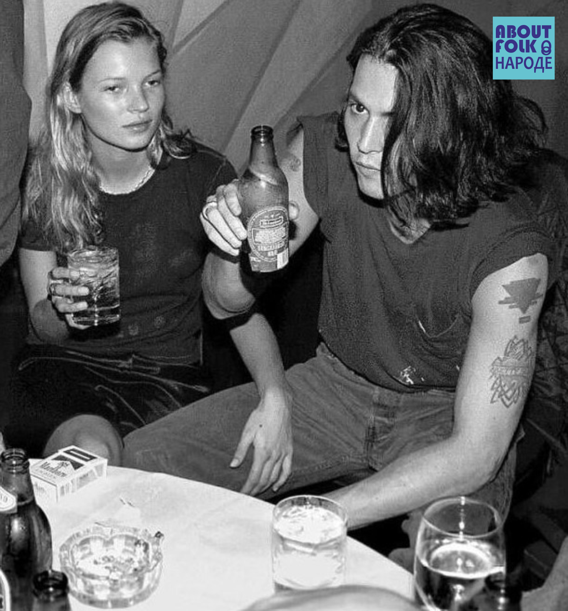 Инстаграм @nostalgiaa101 на фото Кейт Мосс и Джонни Депп