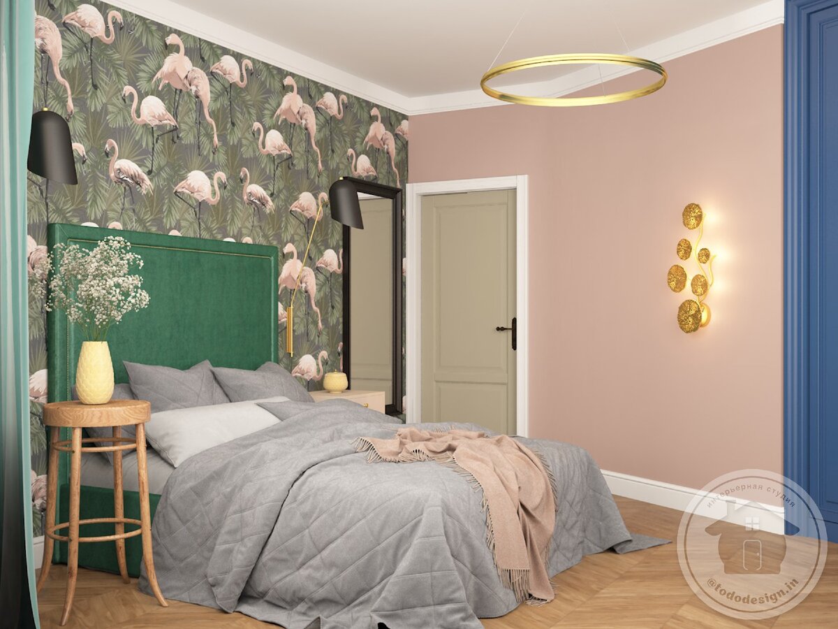 Моющиеся обои Alltowall в изголовье кровати