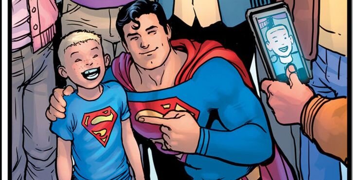 Внимание! Спойлеры для Супермена №23 ниже!    Представьте себе, что вы молодой  поклонник и каким-то образом, вы получаете шанс встретиться с человеком из стали и сфотографироваться с героем.