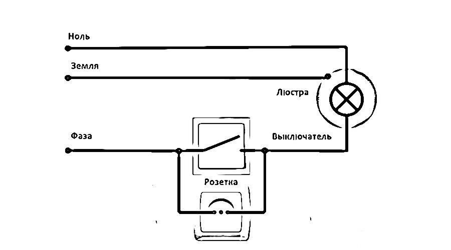 Выключатель и розетка в одном схема подключения