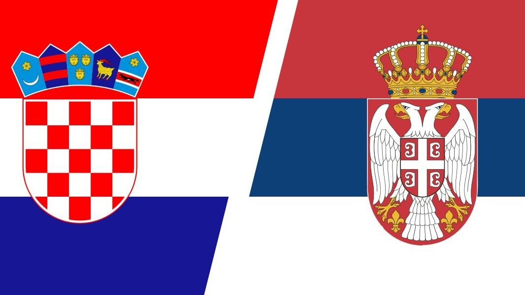 Флаги Хорватии и Сербии.