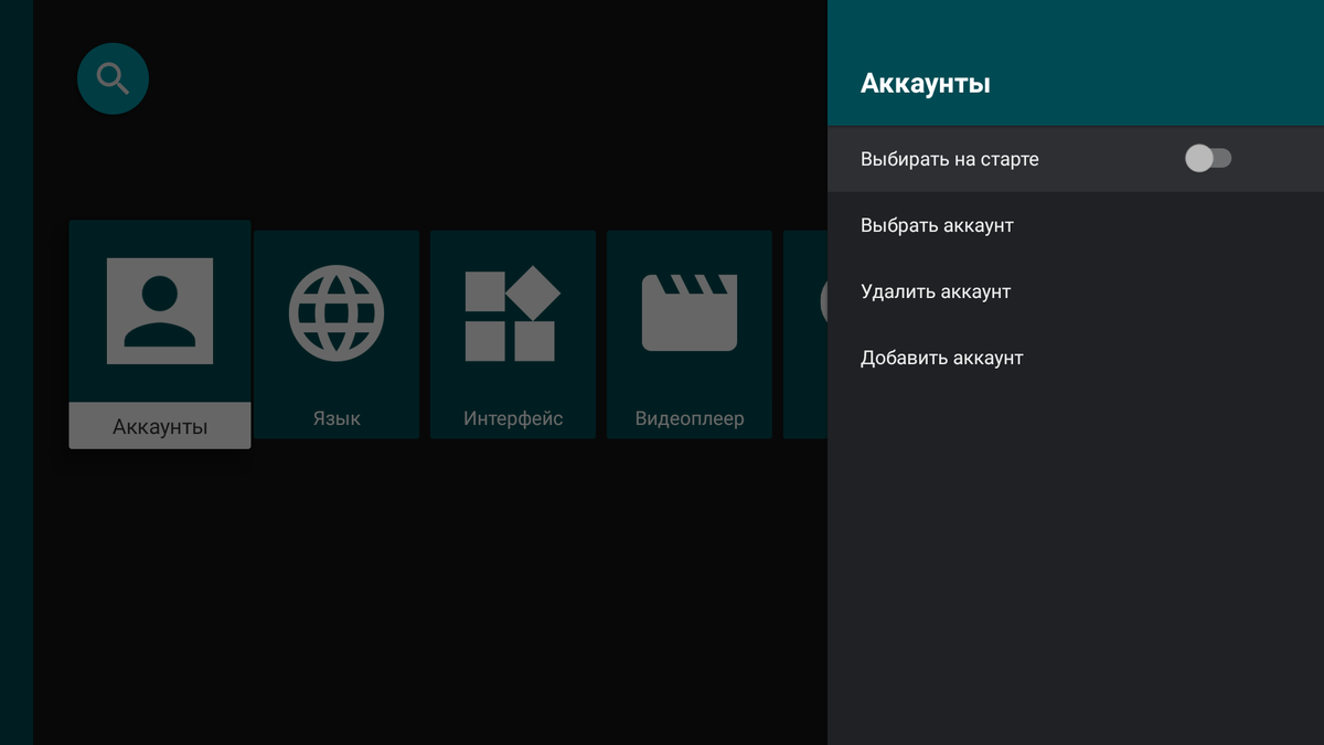 Настройки аккаунтов SmartTube Next