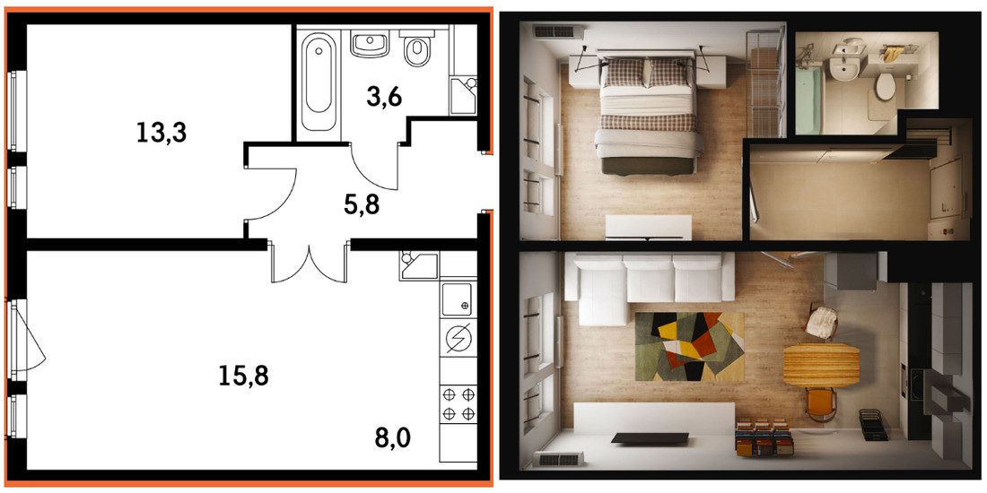 Как выжать максимум из 28 квадратных метров: проект в Москве - INMYROOM Apartmen