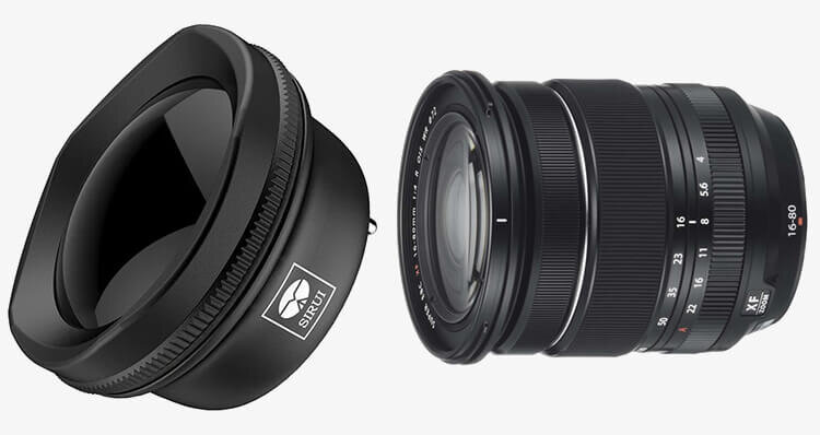 Широкоугольный объектив Sirui (слева) и универсальный Fujifilm