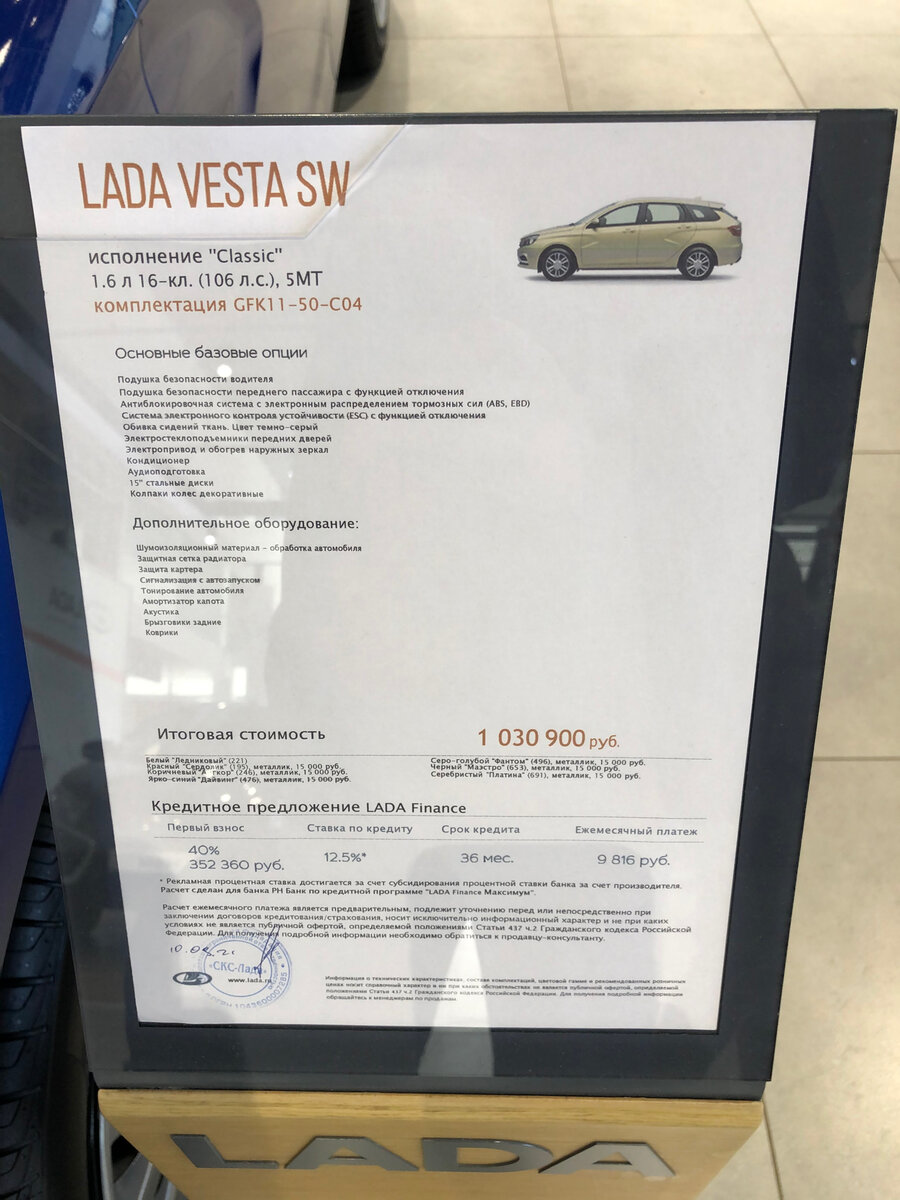 Перед вами по факту цена за базовый универсал в октябре 2021 года.