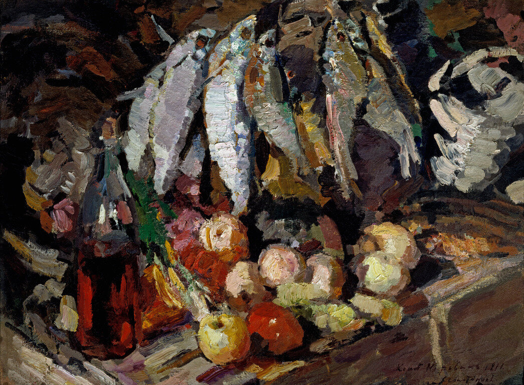 Константин Алексеевич Коровин, «Рыбы, вино и фрукты», 1916, ГТГ