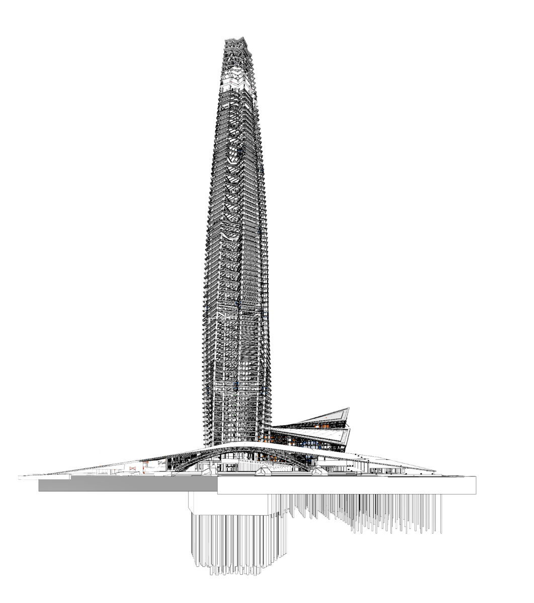 Конструктивная BIM модель Лахта центра, сформированная в Autodesk Revit, разработанная в "Горпроект" при участии "Академии BIM"