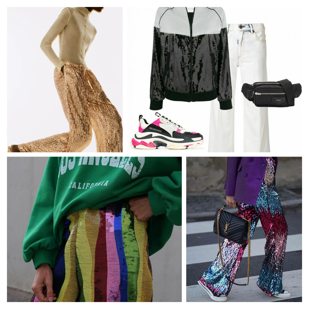 Пайетки в кежуальных и спортивных образах чувствуют себя очень уверенно