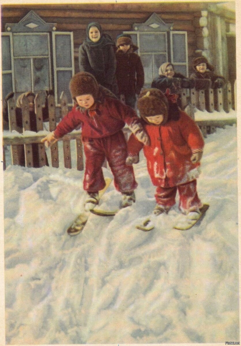 Советские зимние открытки с детьми