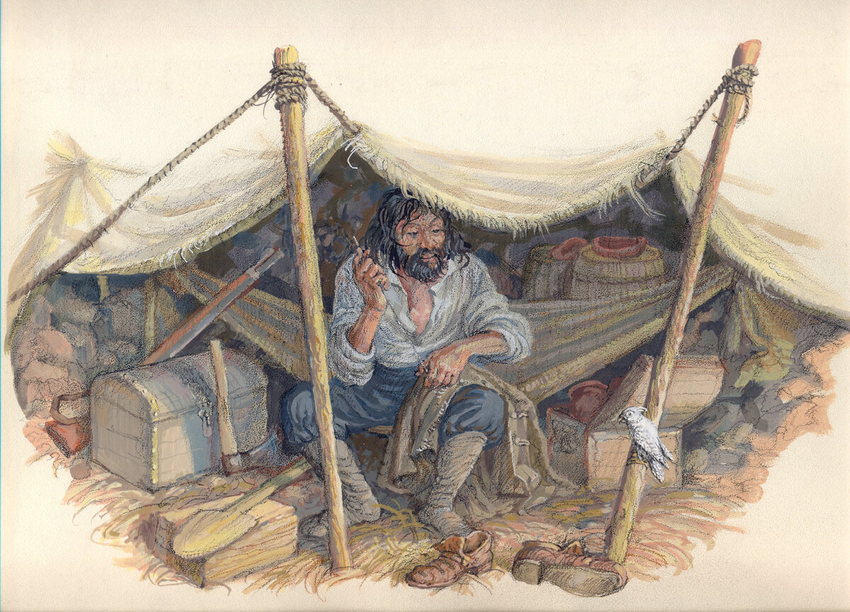 «Повторяю, мы жили далеко от мира <...> ничто уже не доносилось до нашего дома, отец, правда, слушал радио, но редко: берег батарейки». («Новые робинзоны»)