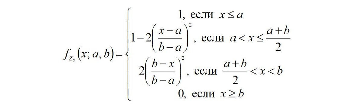 Сглаженная Z-образная функция принадлежности (вариант Z2)