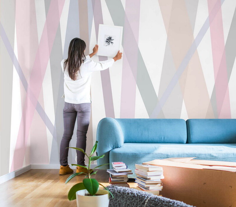 Зрительно удобнее. Полосатые стены в интерьере. Оптические иллюзии в интерьере. Фотообои с перспективой в интерьере. Узкая комната.