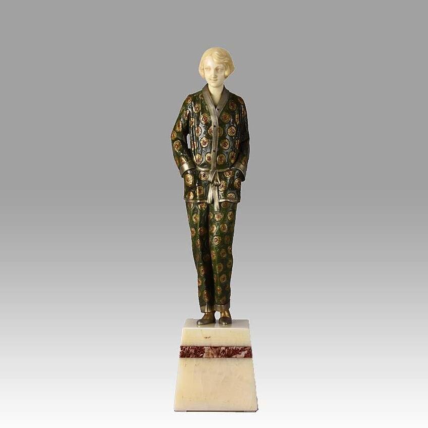 Жорж Риго "Девушка в пижаме", 1925, бронза, окрашивание, хрисоэлефантинная техника.The Hickmet Fine Arts, Лондон, официальный сайт - www.hickmet.com