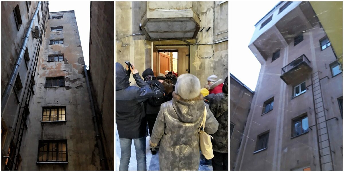Вход в музей находится во дворе здания. Двор, естественно, колодец с высоченными стенами и интересными конфигурациями. Фото автора