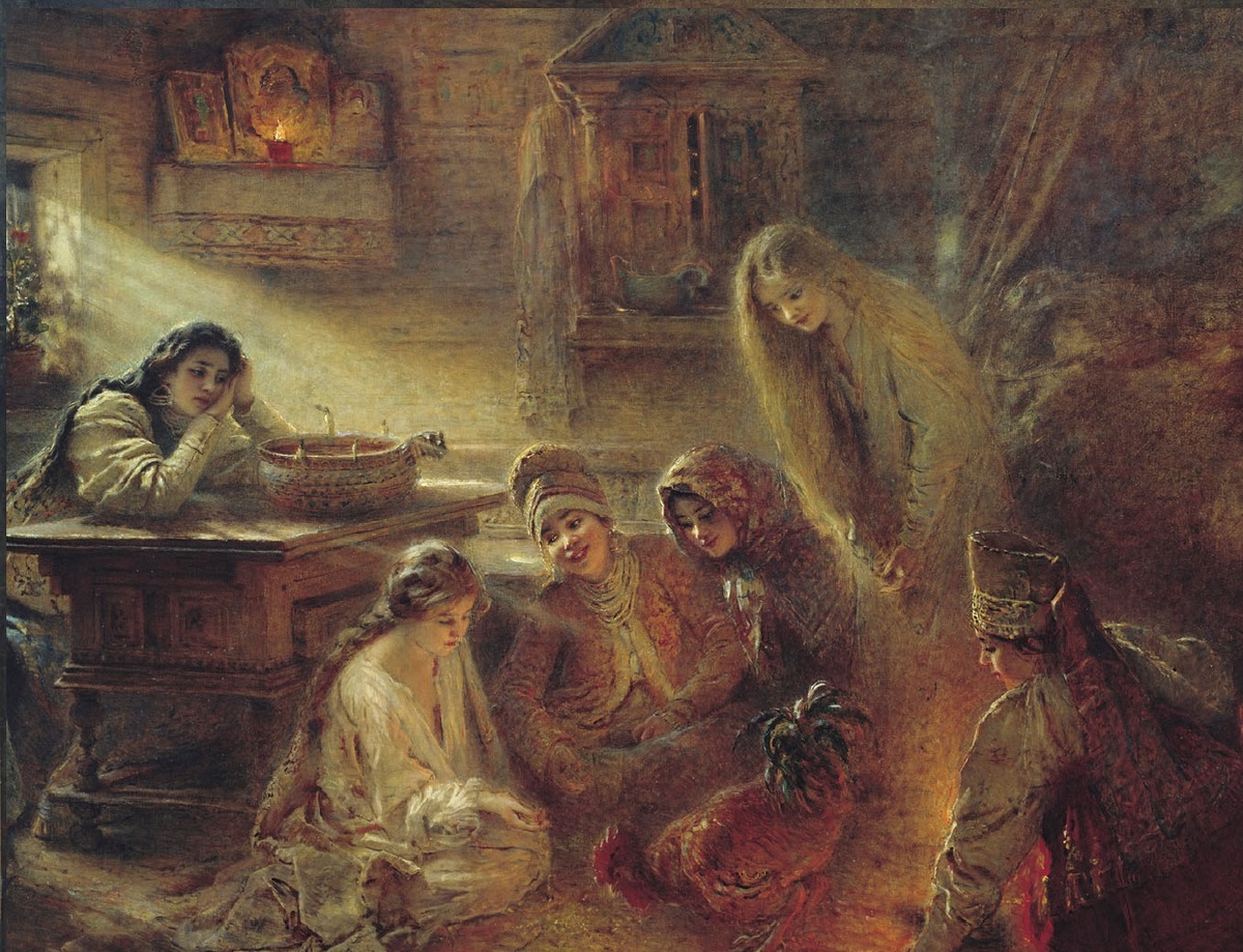  Фрагмент картины Маковского К.Е. "Святочные гадания".