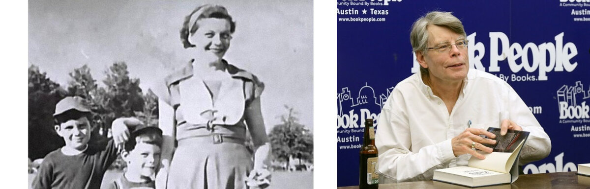           Стивен с братом Дэвидом и матерью Нелли.                Кинг раздает автографы.