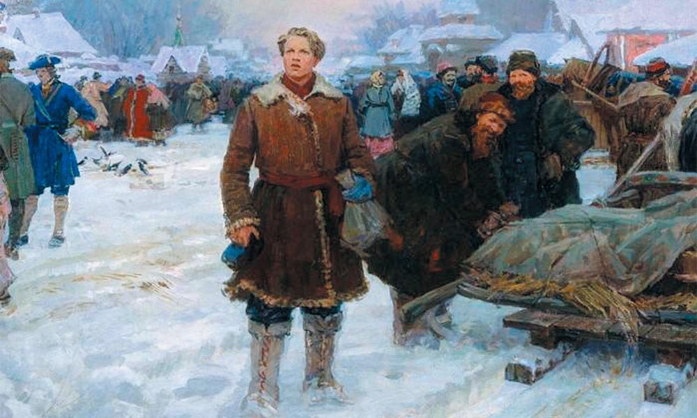 Фрагмент картины А.И.Васильева «М. Ломоносов в Москве. 1731 год», 1957 г.