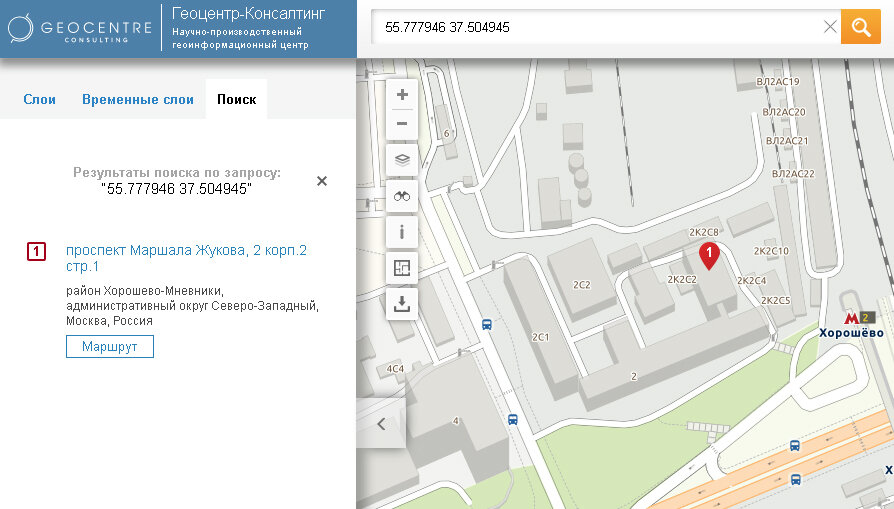 Сервис обратного геокодирования RuMap