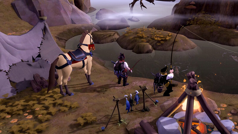 Для комфортной прокачки рыбака, нанимается или приглашается друг игрок, который во враждебных локациях поможет вам отбиться от нападения или предупредит об опасности