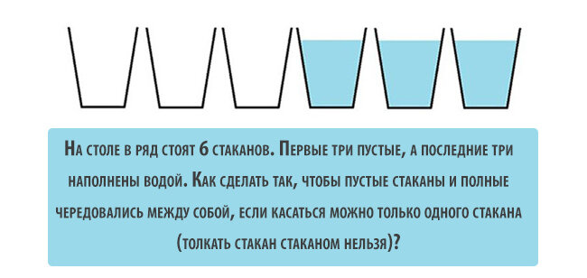 На столе стоят 6 стаканов первые три