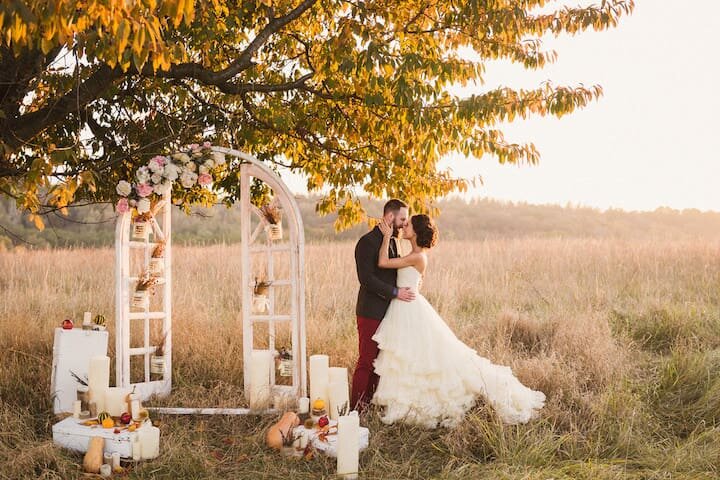 Свадебное платье на осень