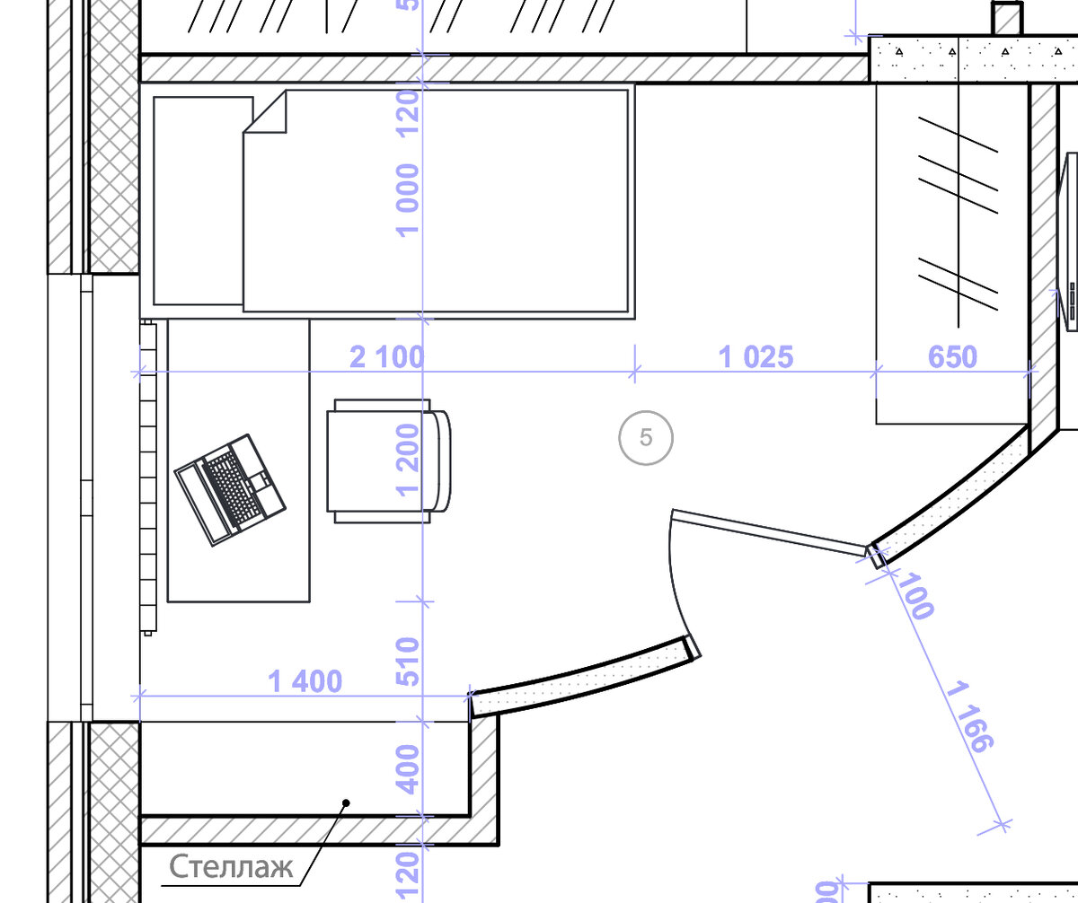 План мебели детской  комнаты 1.