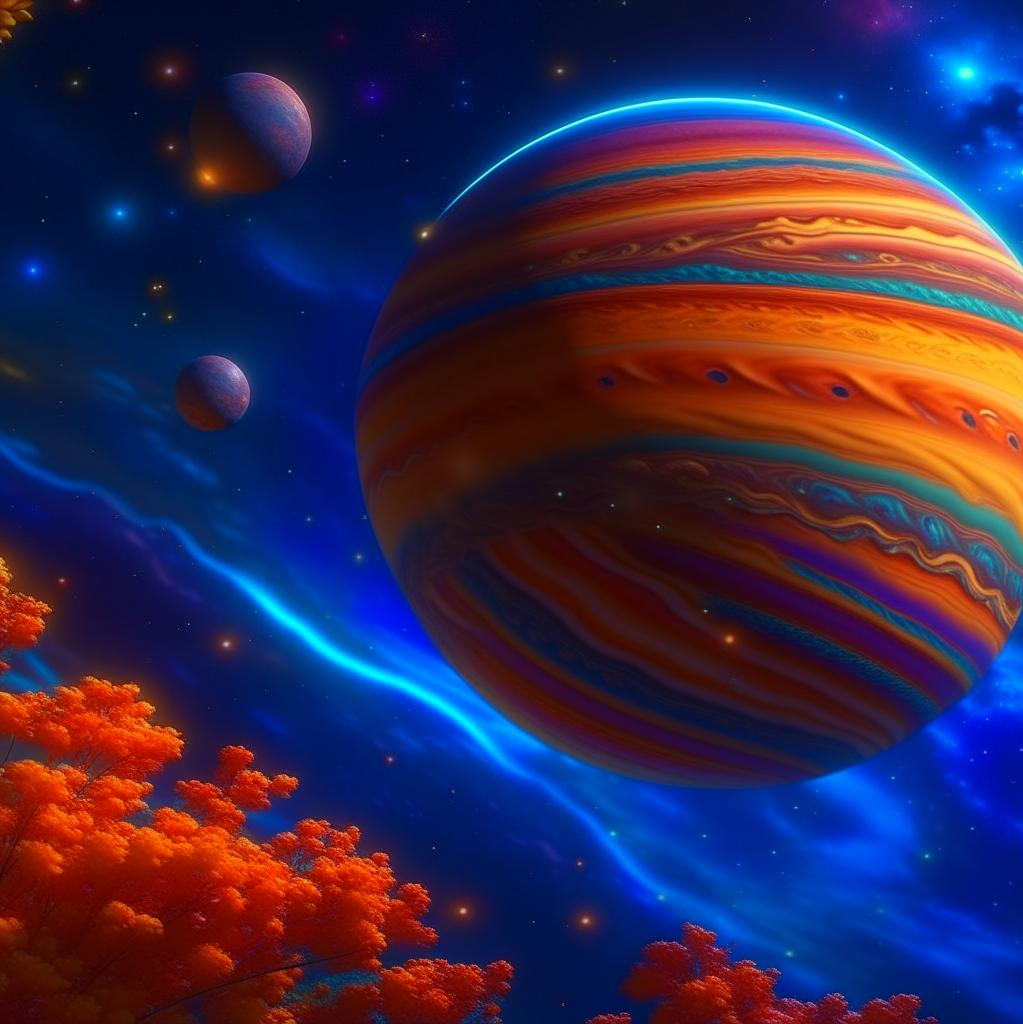 С 4 сентября по 31 декабря 2023 г. Юпитер уходит в ретроградное движение.Изображения созданы нейросетью Kandinsky 2.2