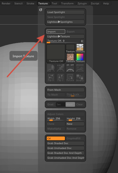 Кнопка "Import".