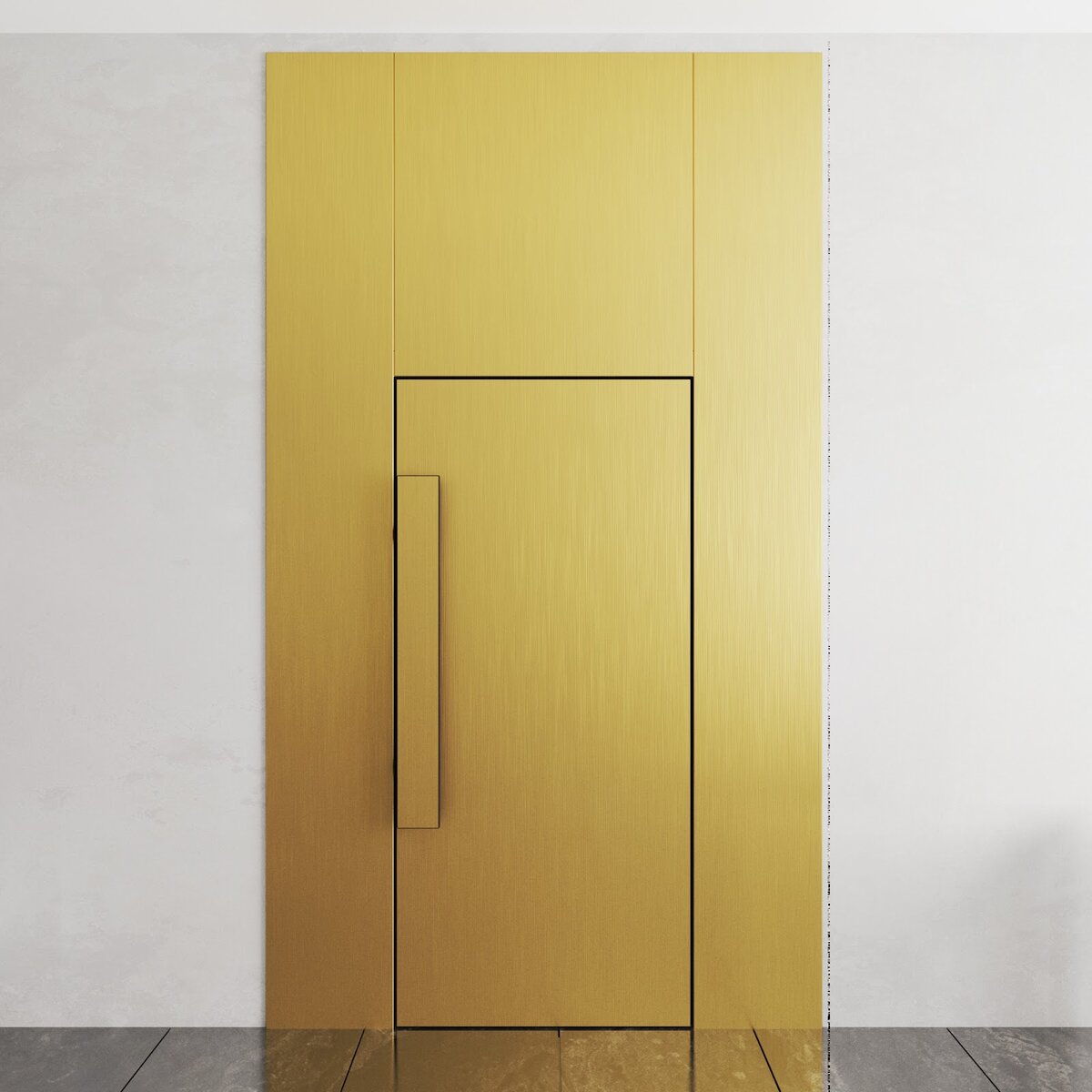 Дверь Invisible в комбинации с ручкой Largo со вставкой из материала панели.