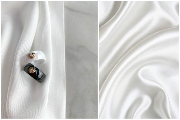 Сочетание керамики и драгоценных металлов придаёт украшению неповторимый шарм