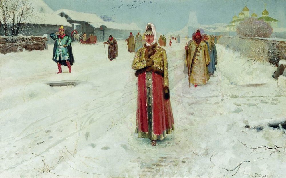 «Воскресный день», картина А. П. Рябушкина, 1889 г.