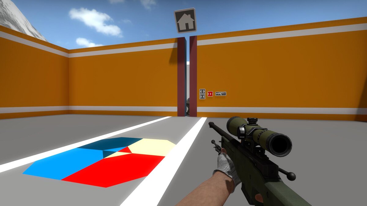 1. Заходим на карту Training Center , берем авп и добавляем 1 бота и после этого идем в комнату с щелью по центру стены где пробегает наш бот.
Важно!
Ставьте 1 бота т.к если вы ставите толпу то не факт что вы попадете в того бота по которому целились(другими словами вы без толку стреляете в толпу)

