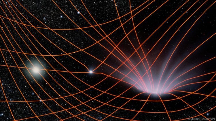 
Черная дыра — это место, в котором известные нам законы физики не работают. Эйнштейн учил нас, что гравитация искривляет само пространство, деформирует его. Поэтому если взять достаточно плотный объект, пространство-время может стать настолько кривым, что завернется само в себя, проделав отверстие в самой ткани реальности.