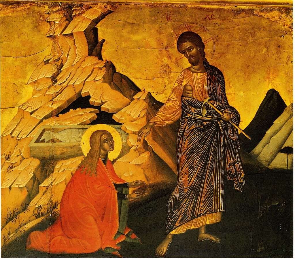 Икона, изображающая явление Спасителя Его преданной ученице Марии Магдалине. Картинка из интернета.