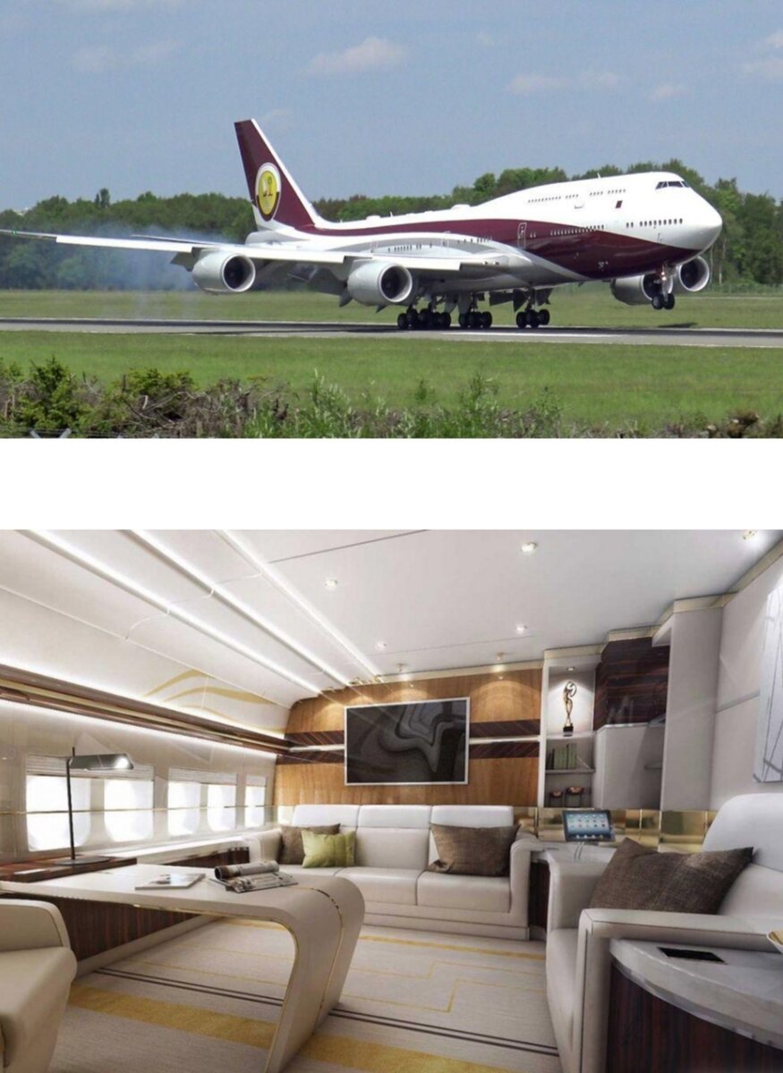 Boeing 747-400 Custom — 200 млн. долларов Заказ для принца Аль-Валида бин Талала из Саудовской Аравии. Купив самолет, принц сделал из него дворец! В центре разместился трон, появились две шикарные спальни и столовая на 14 человек. В качестве прислуги на борту находятся 11 стюардесс.