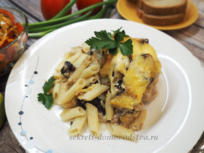 Макароны с курицей