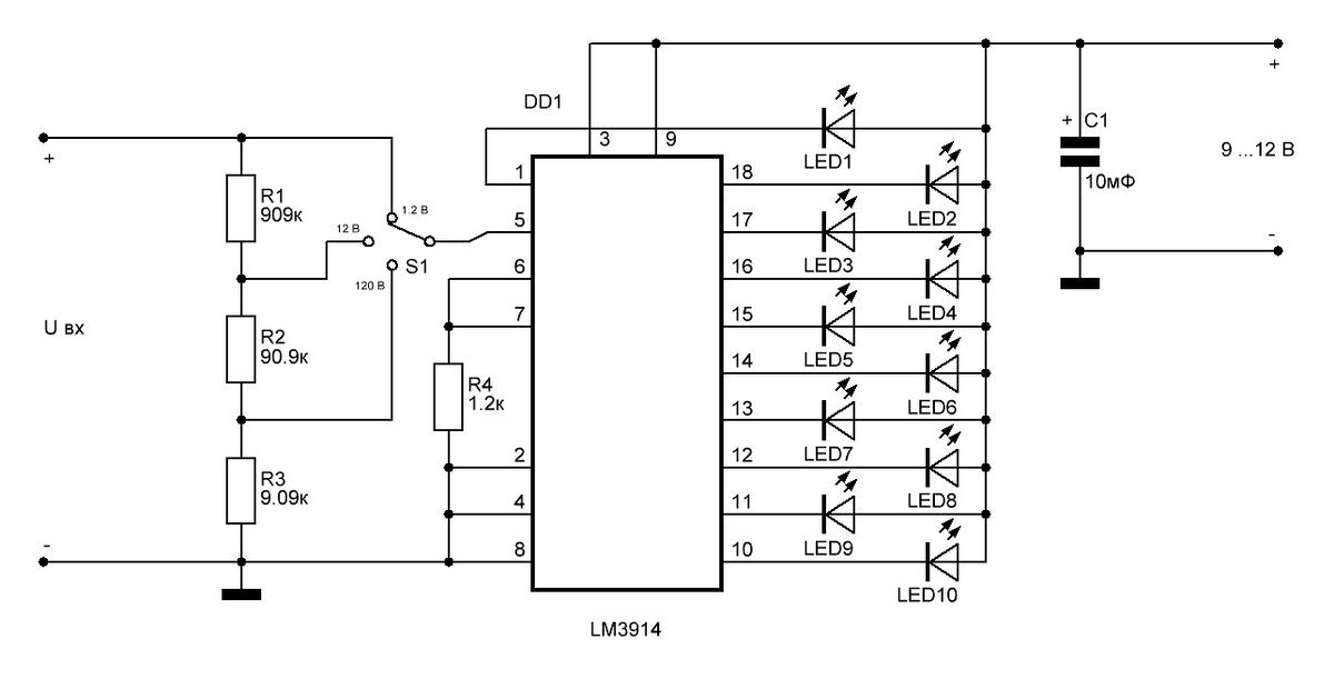 Lm3914 схема включения