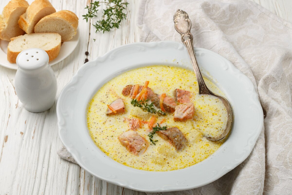 Сливочный суп с семгой, пошаговый рецепт с фото от автора Мария
