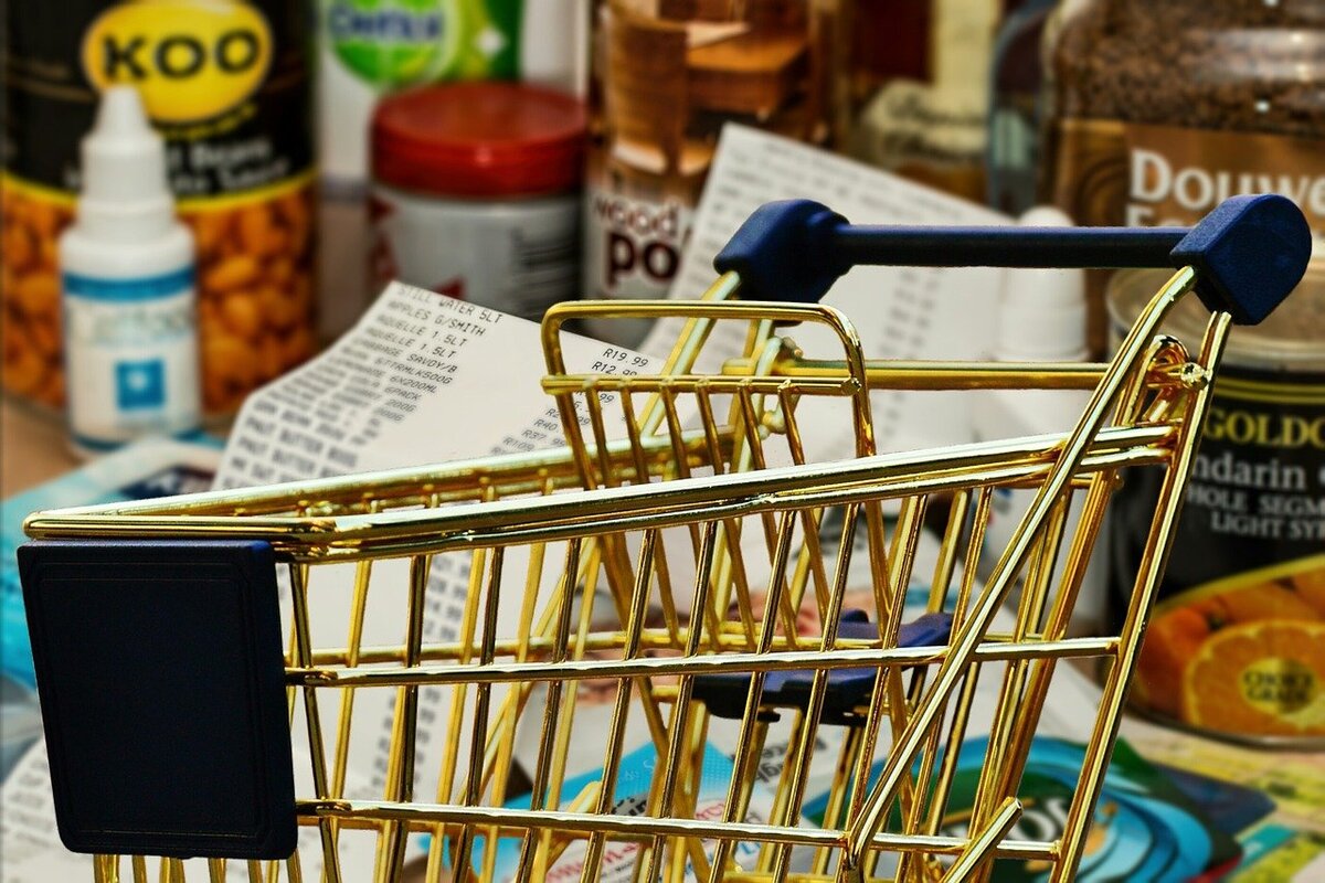 Продукты в магазине есть, а тележка - пустая. Три тысячи лишними не будут. Фото: pixabay.com