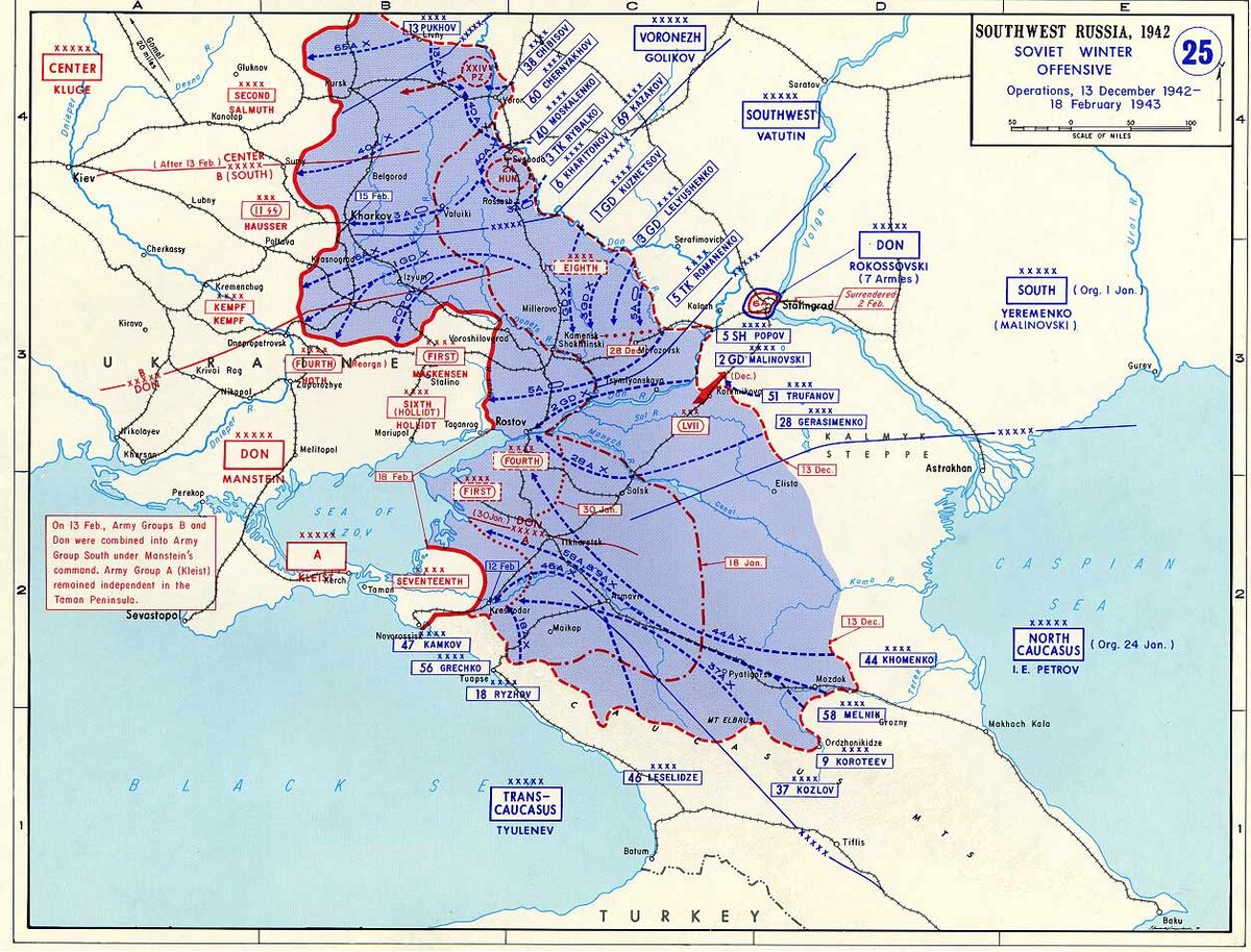 Карта битва за кавказ 1942 1943 гг