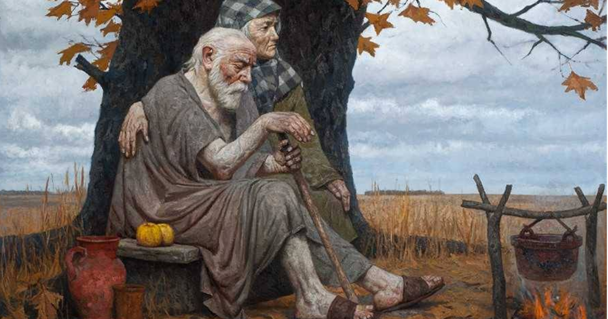 Гелий Коржев осень прародителей. Удмуртскую сказку «старик, старуха и берёза. Старики живопись. Одинокий старик живопись.