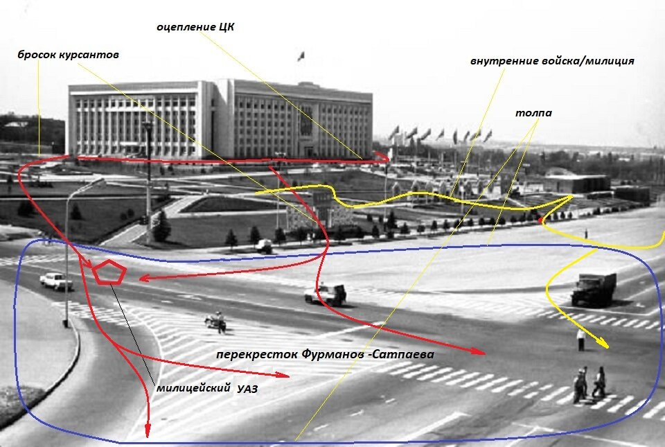 Схема курсантской атаки вечером 17 декабря 1986 года