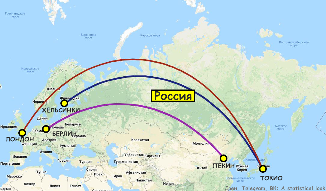 Закрытые воздушные пространства карта