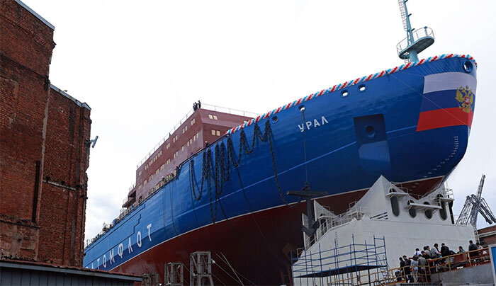 Ледокол «Урал» пр.22220, спуск на воду