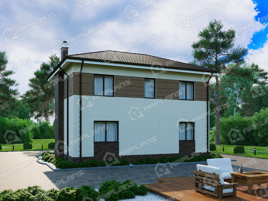 Фото 2 двухэтажного дома из газобетона с 3 спальнями и газовой котельной. Полезная площадь 110 кв м. Источник arplans.ru Проект К-188