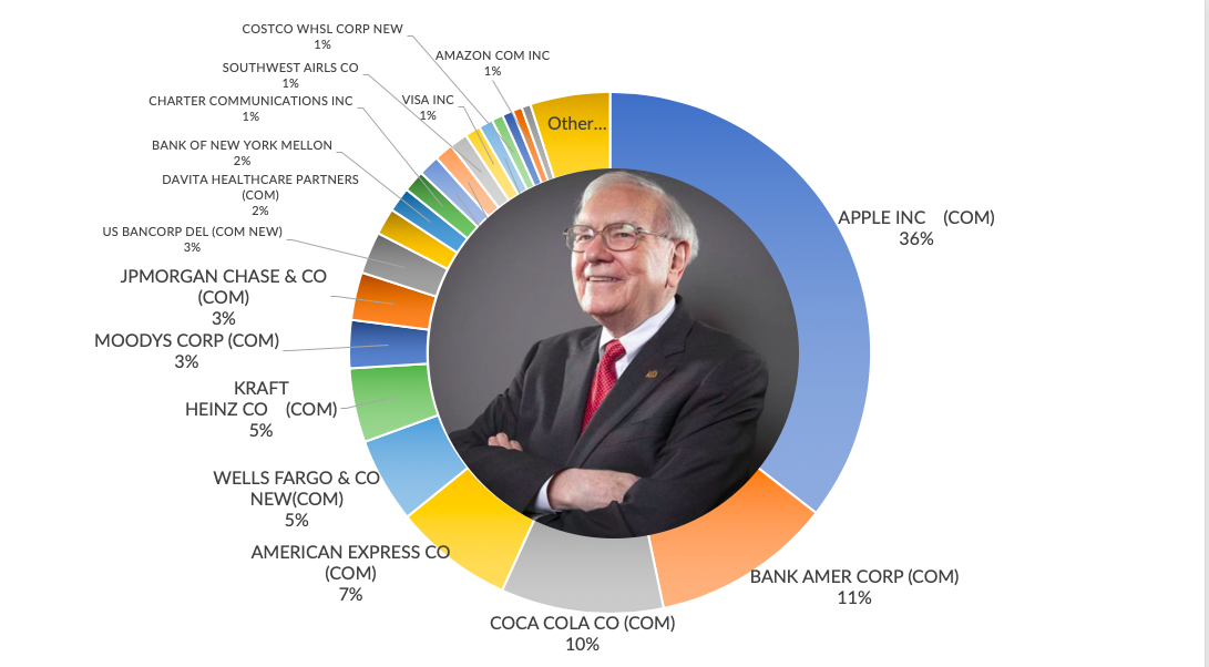Богатая программа. Портфель Баффета 2021 диаграмма. Портфель Уоррена Баффета 2023. Состояние Уоррена Баффета 2021. Уоррен Баффет портфель 2021.