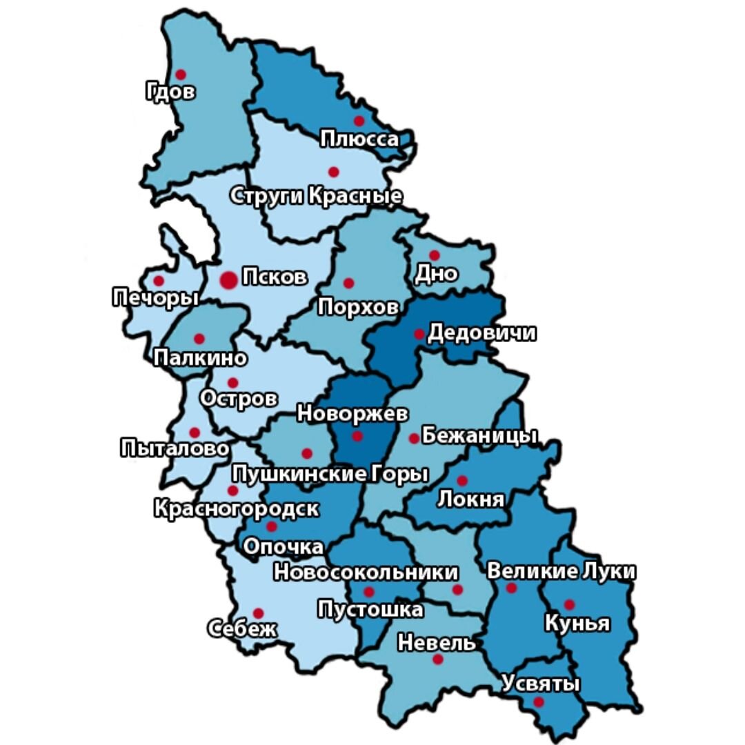 Административная карта Псковской области