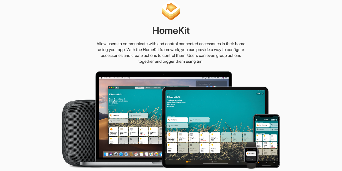 HomeKit позволяет контролировать и управлять подключенными аксессуарами, используя приложение Home на вашем iOS устройстве.