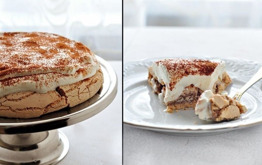 У этого варианта "Павлова", действительно, вкус настоящего кофе капучино. Меренга (цвета какао) с благородным кофейным вкусом и ароматом, сверху белая пенка нежнейших сливок, посыпанных, словно корицей, какао. Безумно нежно и вкусно! Торт получается хрустящей снаружи и немного мягкой внутри.Если хотите получить настоящий кофейный вкус меренги использовать только молотый кофе!!!! 